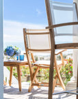 Modern Outdoor Teak Sling Folding Chairs