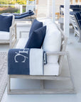 Grey wood patio loveseat