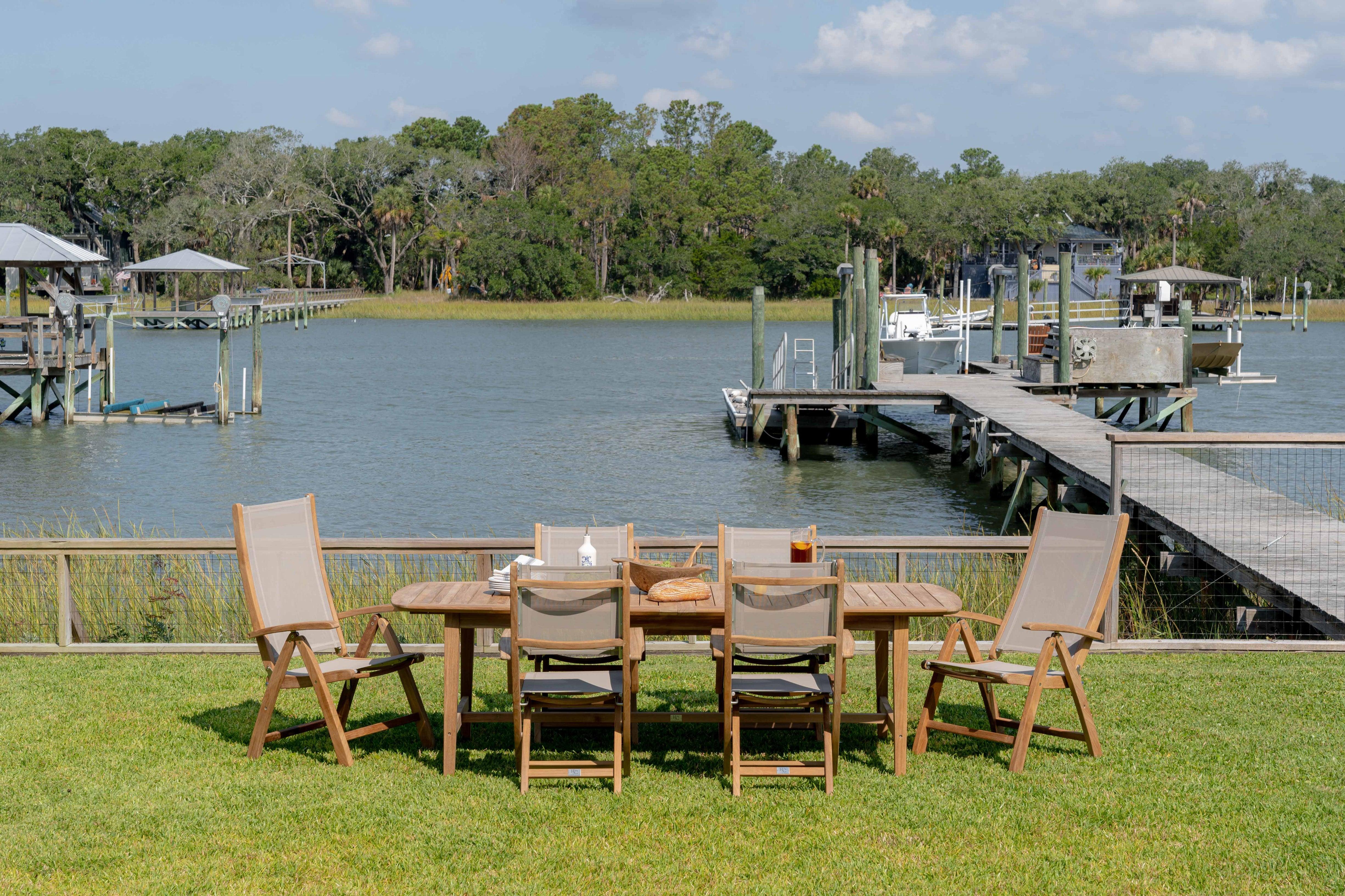 Teak outdoor dining chairs
